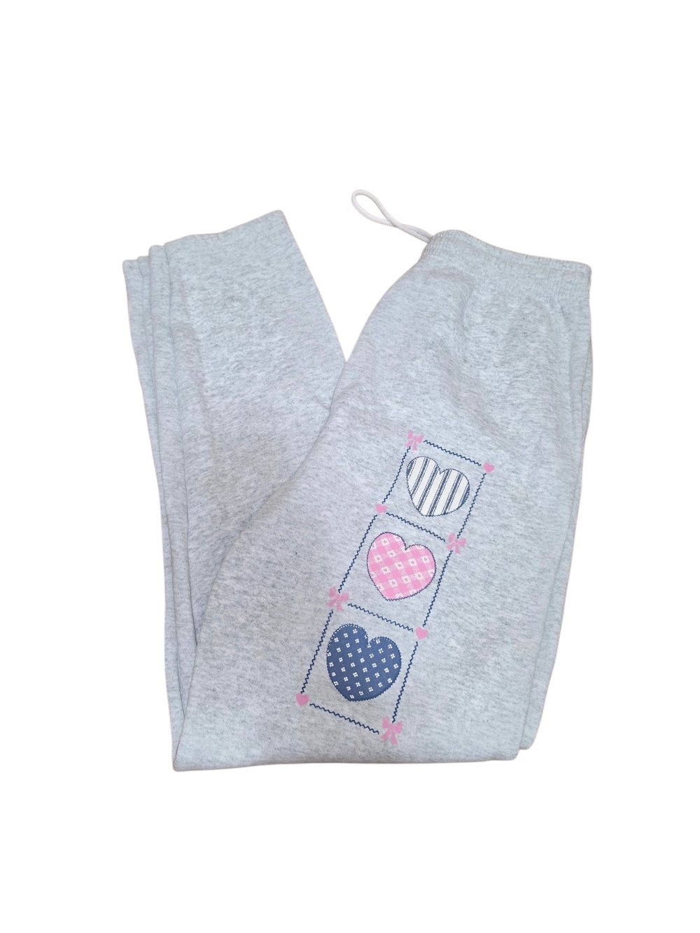 Vintage Fruit of the Loom USA Sweatpants L Gray Heart Graphic 90s Y2K